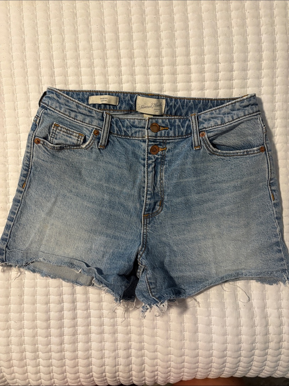 Universal Threads Light Blue Denim High-Rise Frayed Hem Shorts
